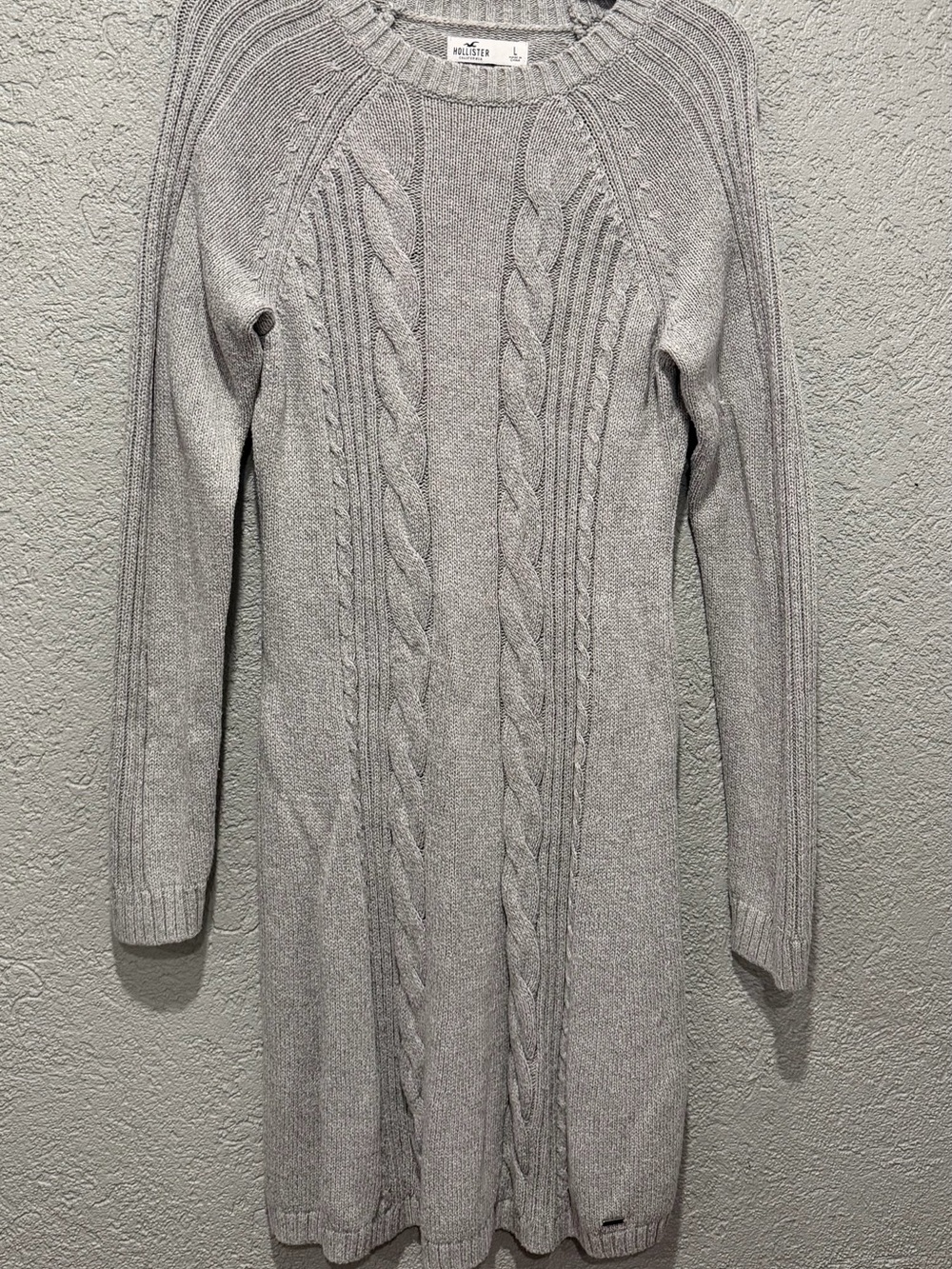Hollister Gray Cable-Knit Long Sleeve Sweater Dress